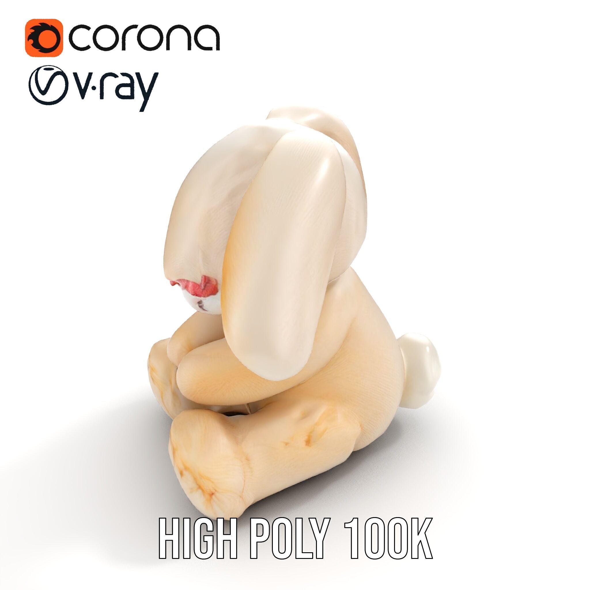 Fluffy Bunny Plush Toy D Model Pack Low-poly 3D model_27