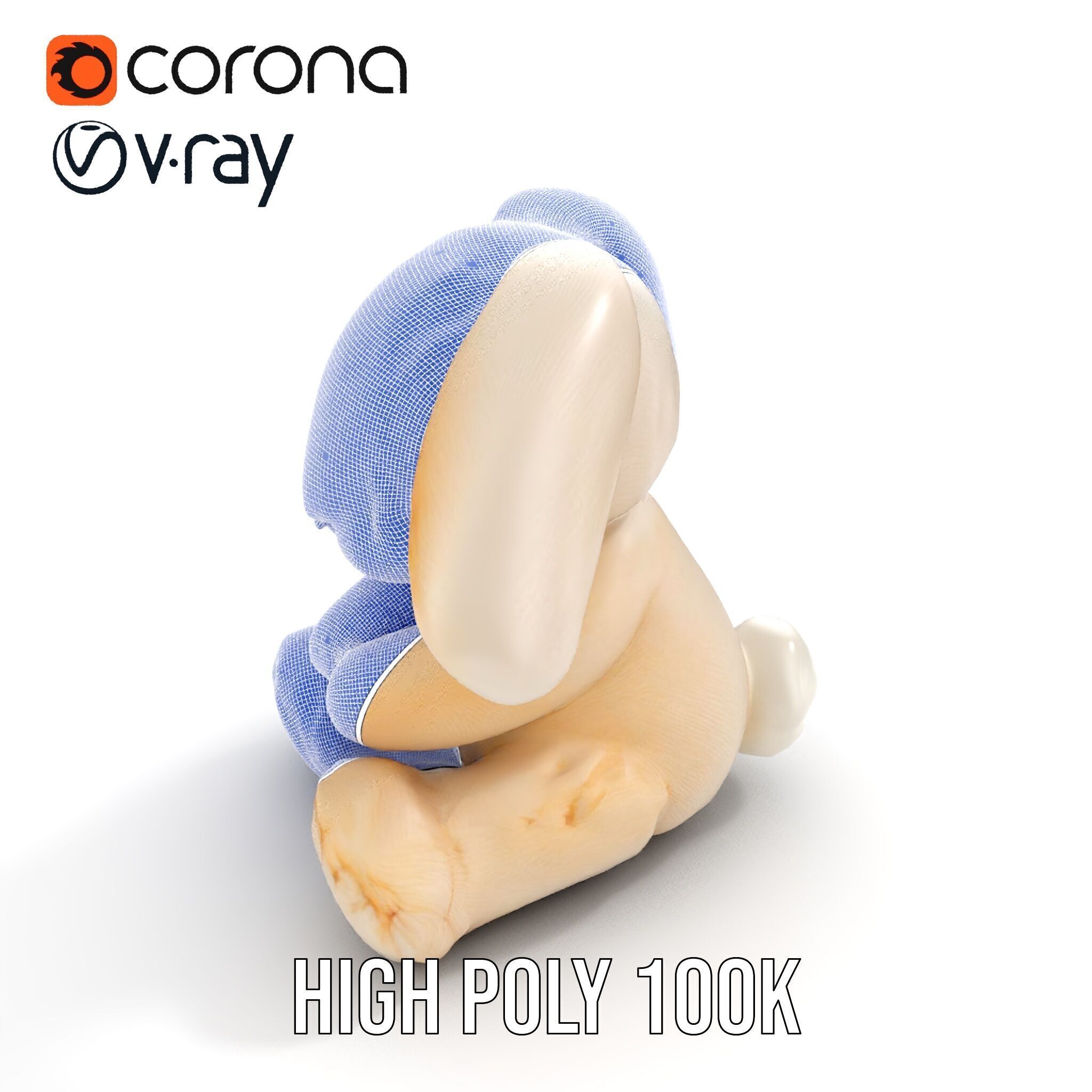 Fluffy Bunny Plush Toy D Model Pack Low-poly 3D model_35