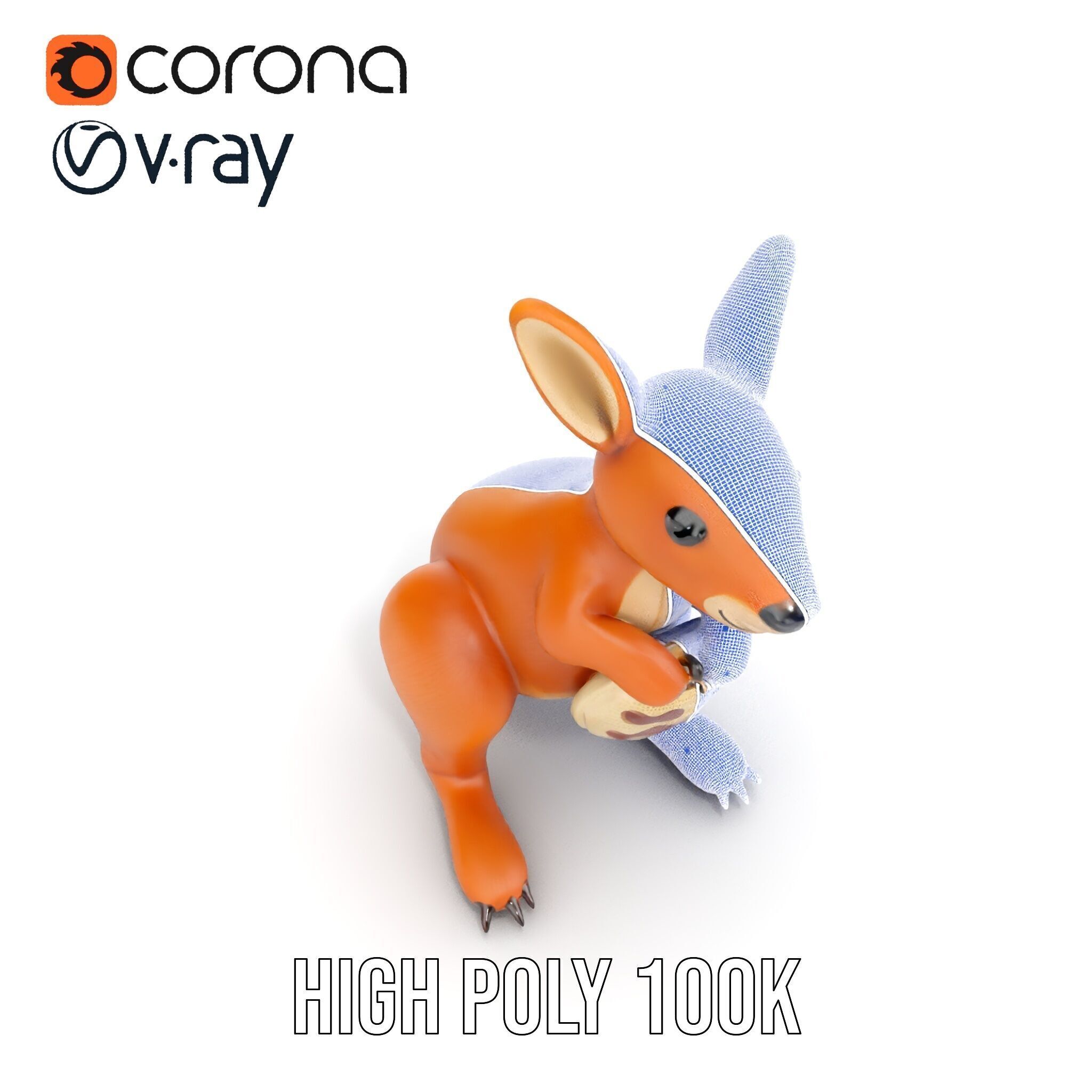 Kangaroo Plush Toy D Model Pack Low-poly 3D model_32