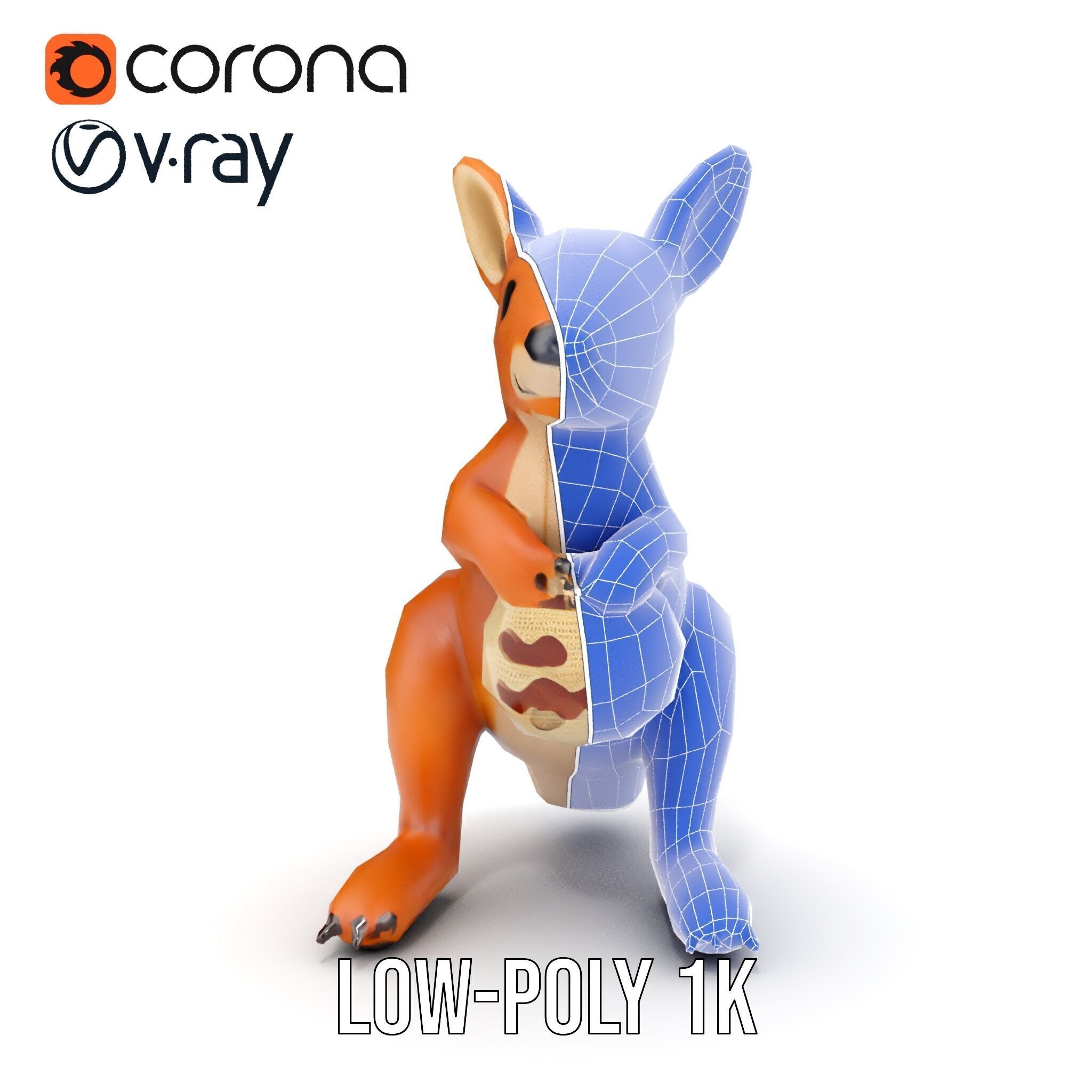 Kangaroo Plush Toy D Model Pack Low-poly 3D model_29