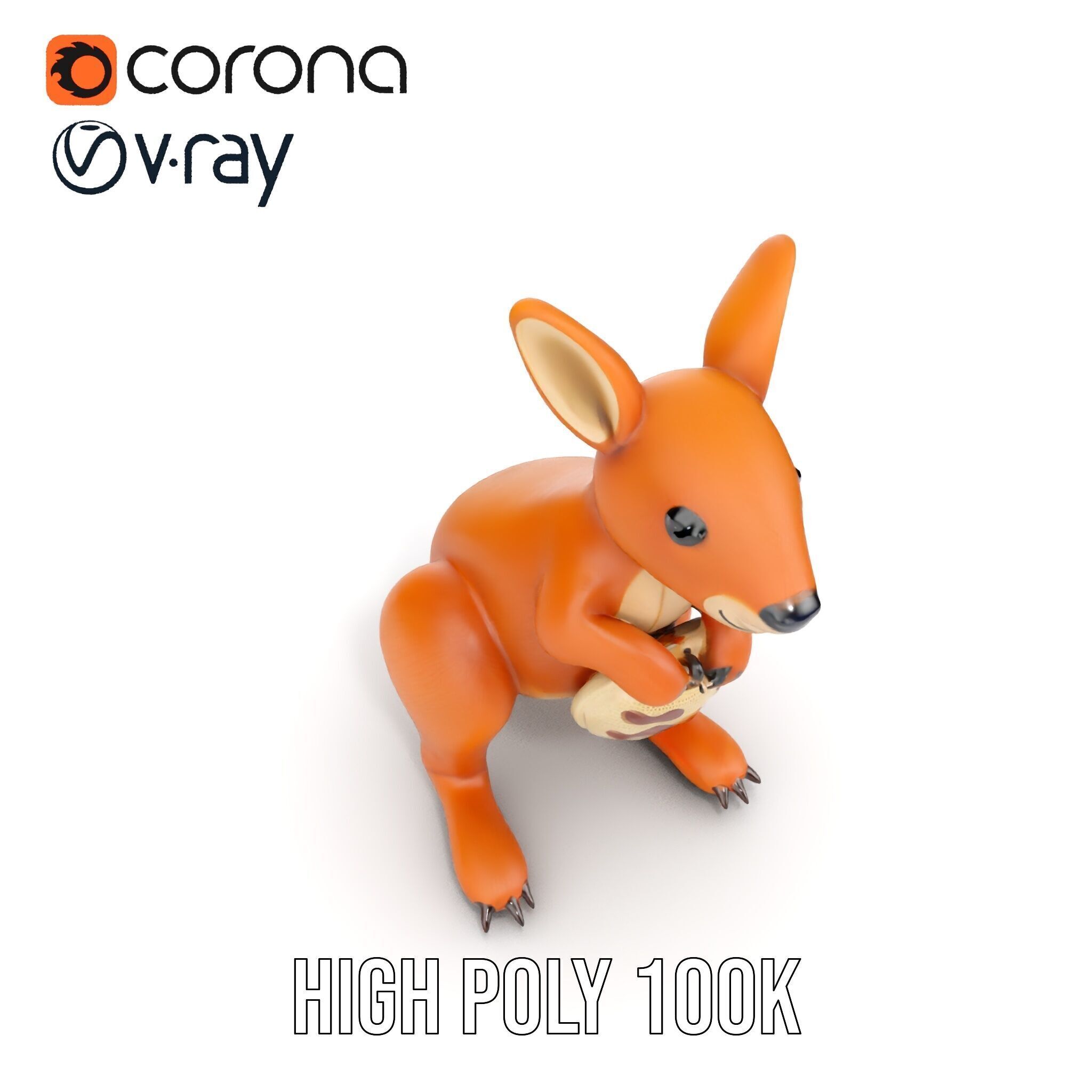 Kangaroo Plush Toy D Model Pack Low-poly 3D model_19