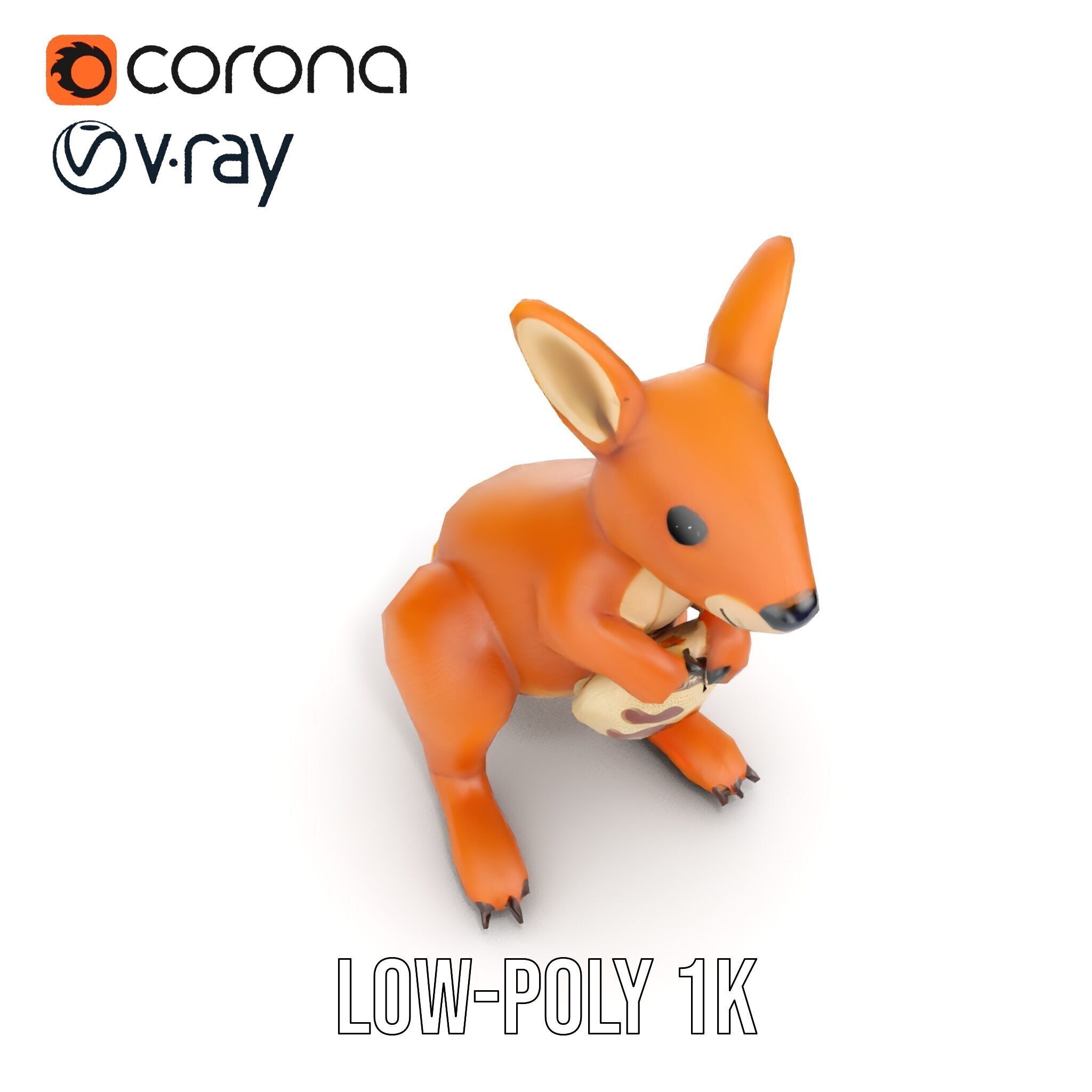 Kangaroo Plush Toy D Model Pack Low-poly 3D model_7