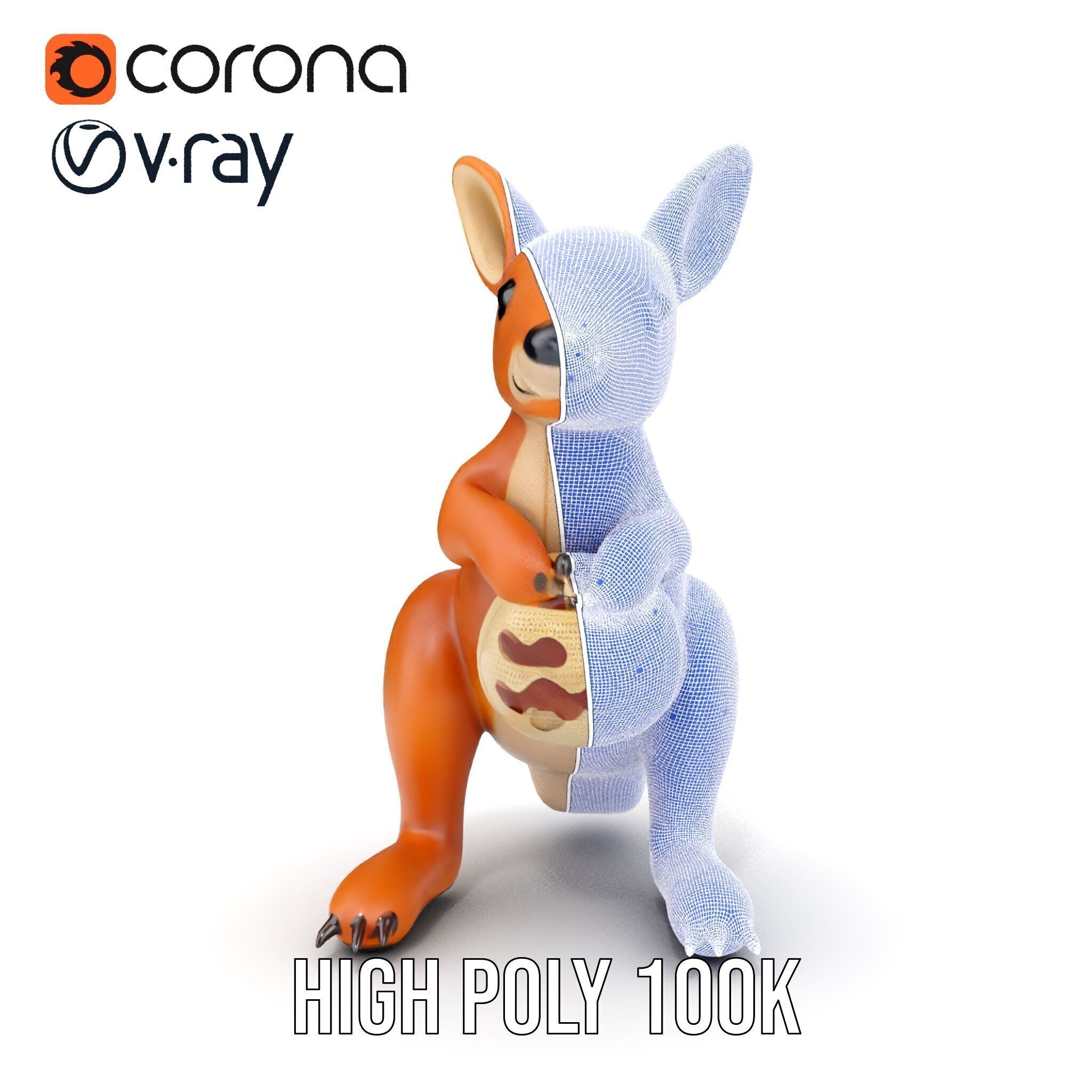 Kangaroo Plush Toy D Model Pack Low-poly 3D model_38