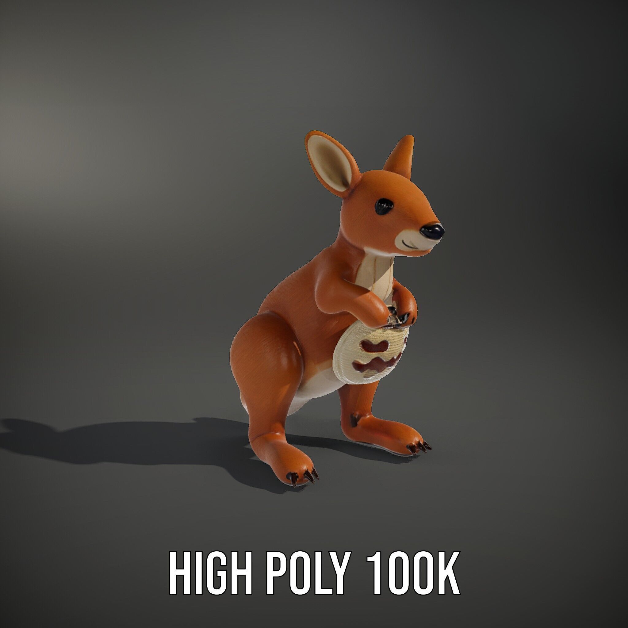 Kangaroo Plush Toy D Model Pack Low-poly 3D model_8
