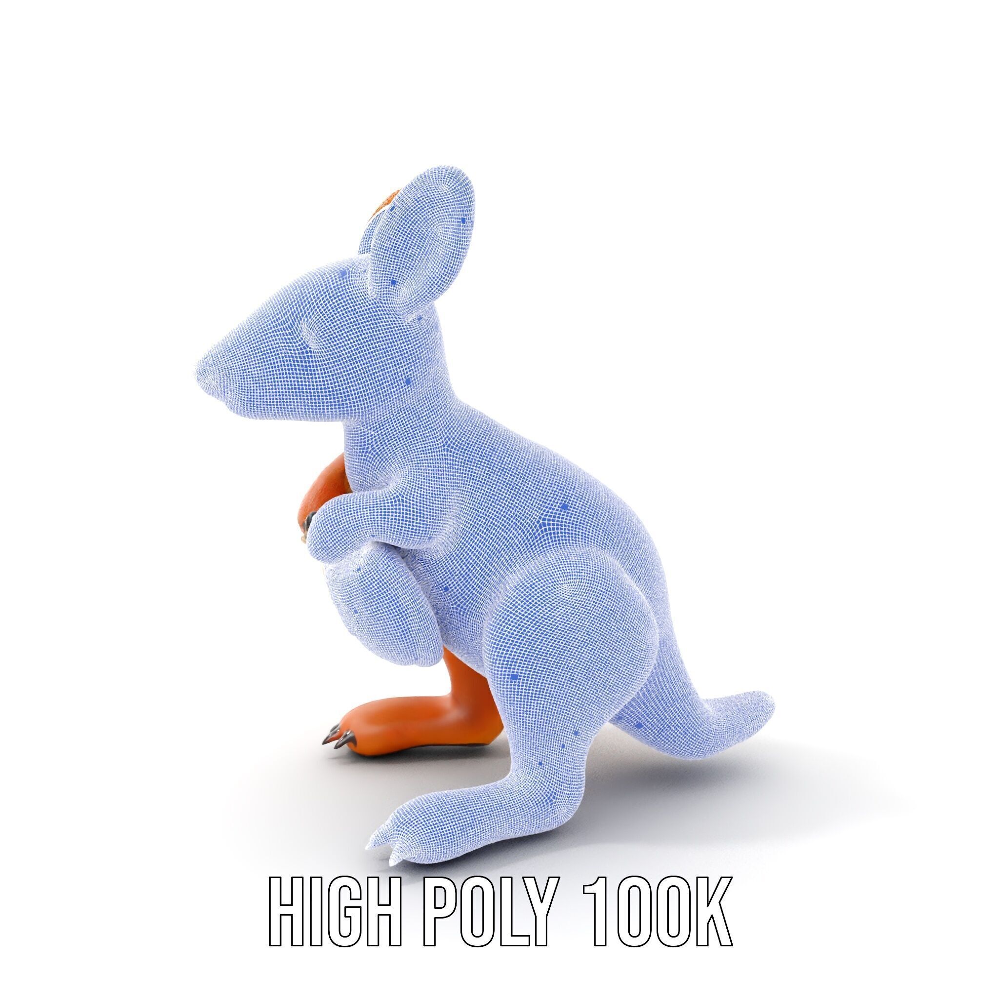 Kangaroo Plush Toy D Model Pack Low-poly 3D model_4