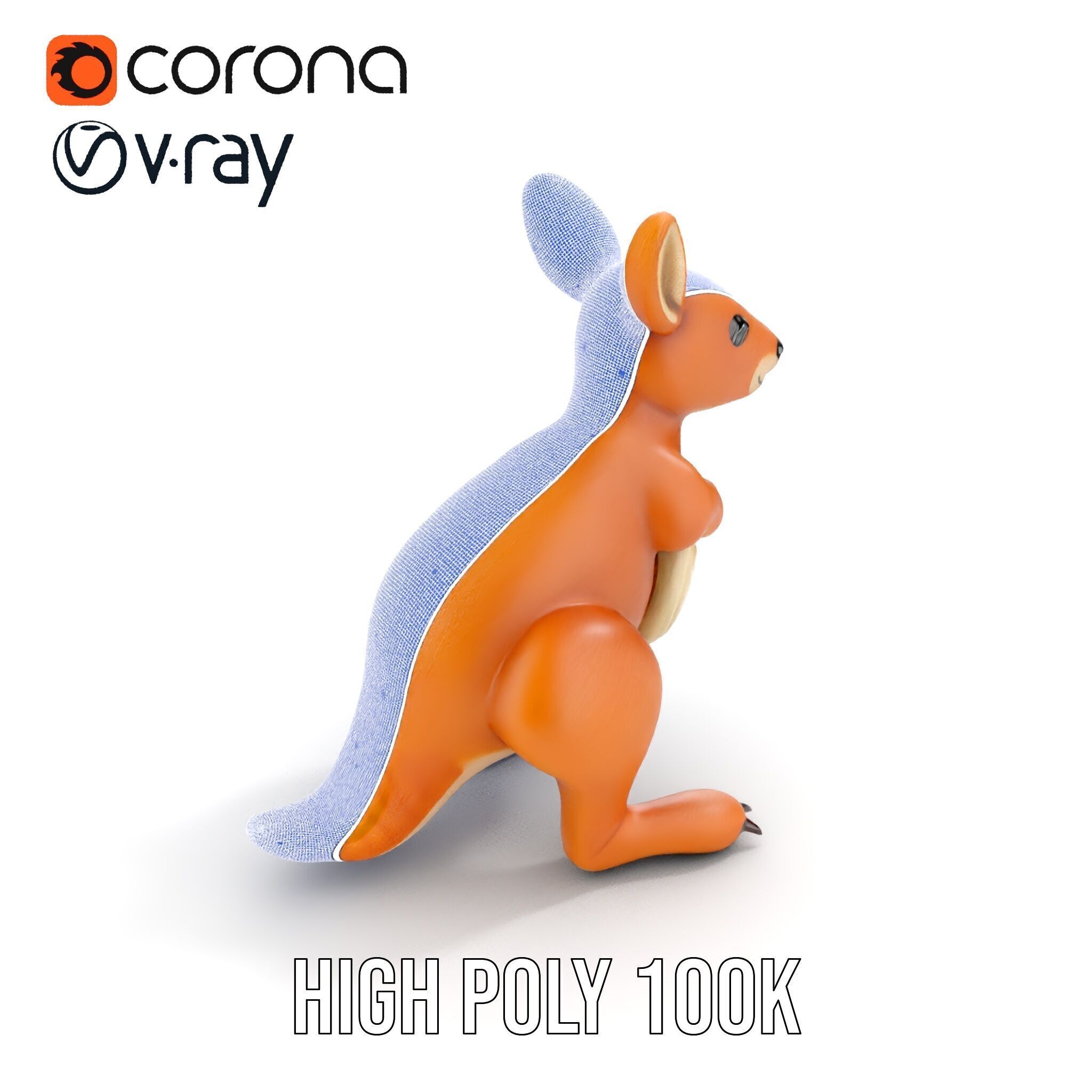 Kangaroo Plush Toy D Model Pack Low-poly 3D model_35