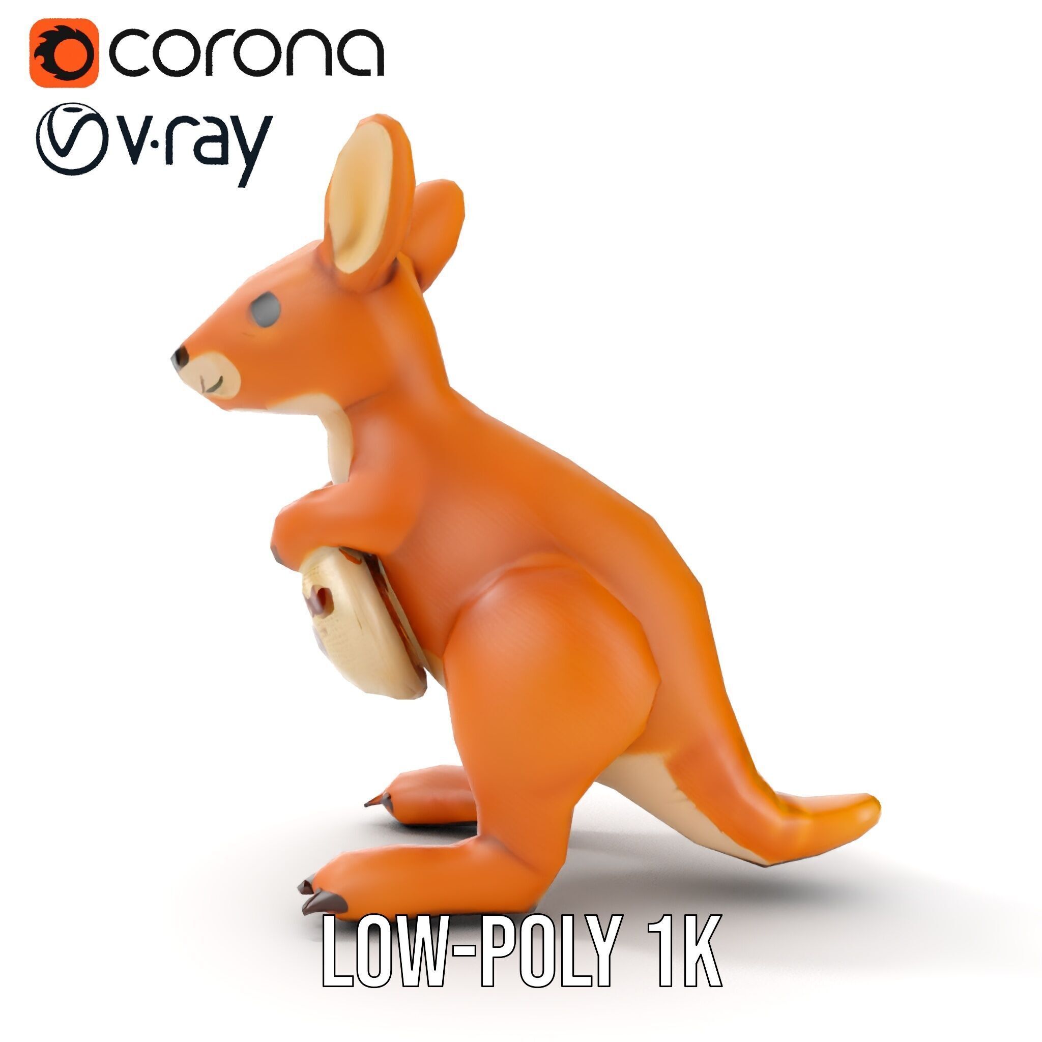 Kangaroo Plush Toy D Model Pack Low-poly 3D model_10