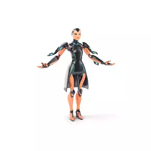 Futuristic Cyborg Female Character  Rigged and Animated Low-poly 3D model