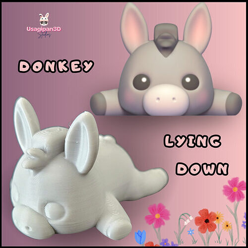 Donkey Lying Down 3D print model