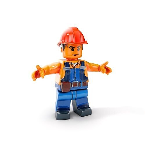 Lego Worker Minifigure D Model Rigged and Animated Low-poly 3D model