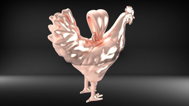 Rooster Chicken Pendant 3D print model_21