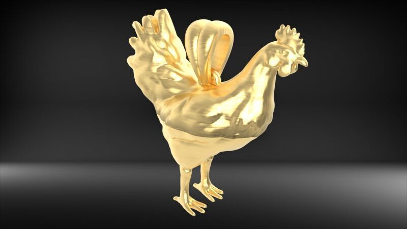 Rooster Chicken Pendant 3D print model_24