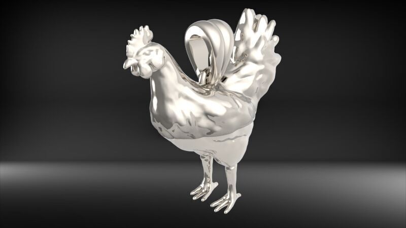 Rooster Chicken Pendant 3D print model_27