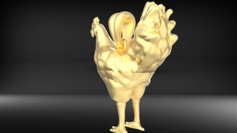 Rooster Chicken Pendant 3D print model_14