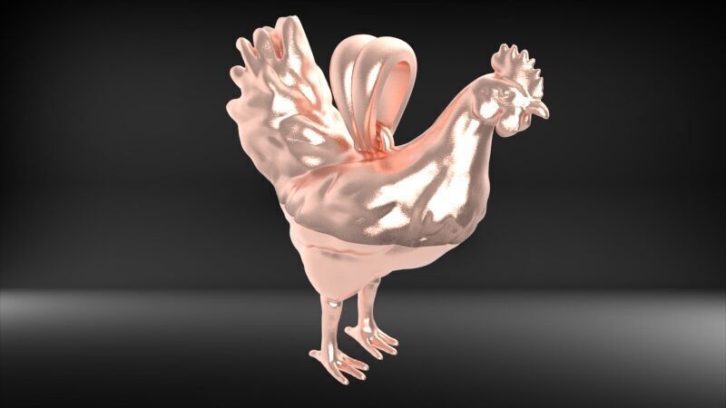 Rooster Chicken Pendant 3D print model_22