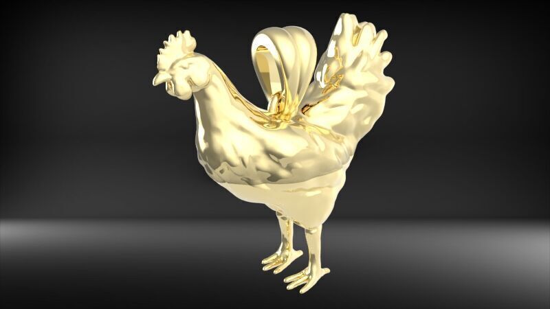 Rooster Chicken Pendant 3D print model_17