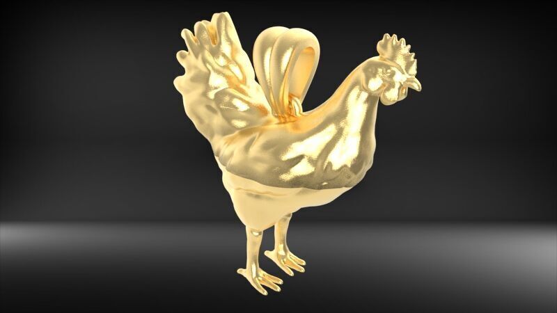 Rooster Chicken Pendant 3D print model_1