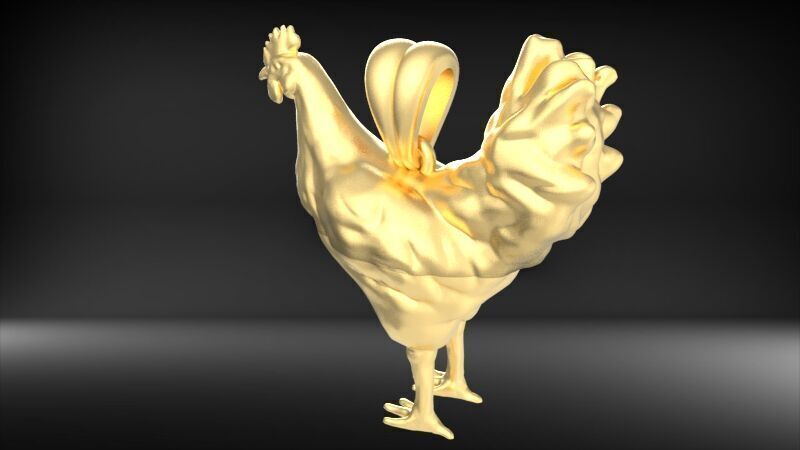 Rooster Chicken Pendant 3D print model_3
