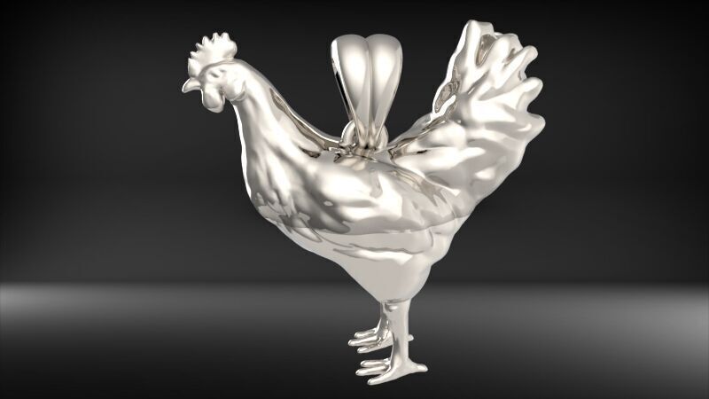 Rooster Chicken Pendant 3D print model_2