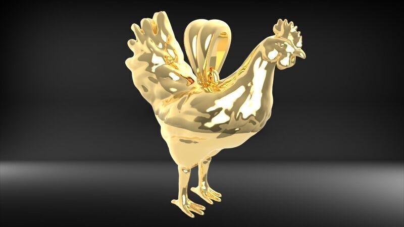 Rooster Chicken Pendant 3D print model_8