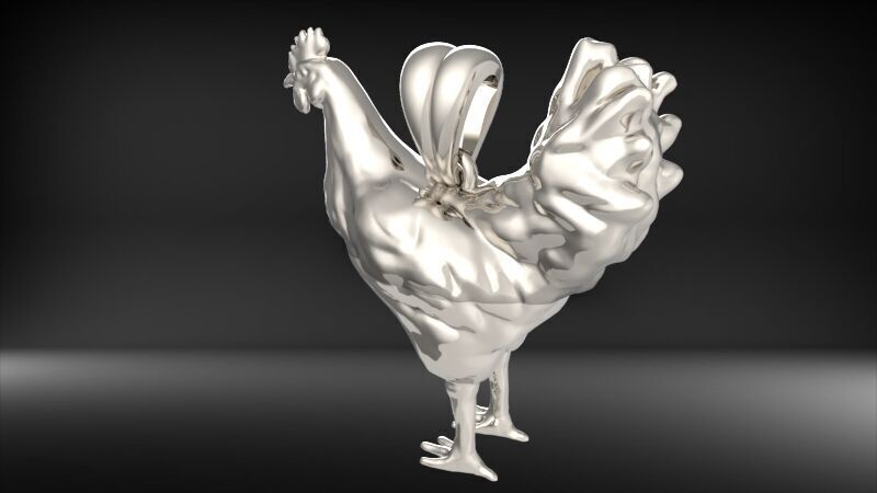 Rooster Chicken Pendant 3D print model_16
