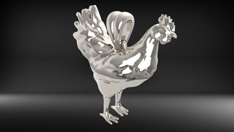 Rooster Chicken Pendant 3D print model_26