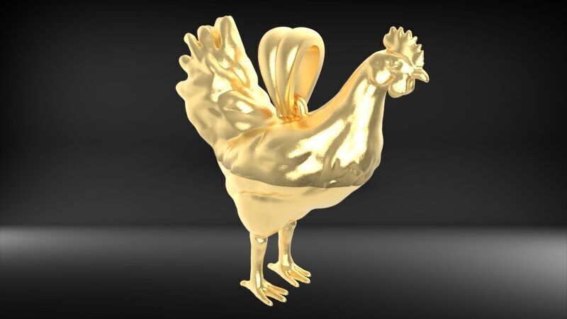 Rooster Chicken Pendant 3D print model_19