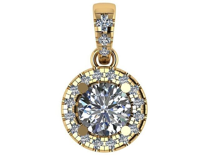 Halo pendant with round center diamond 3D print model