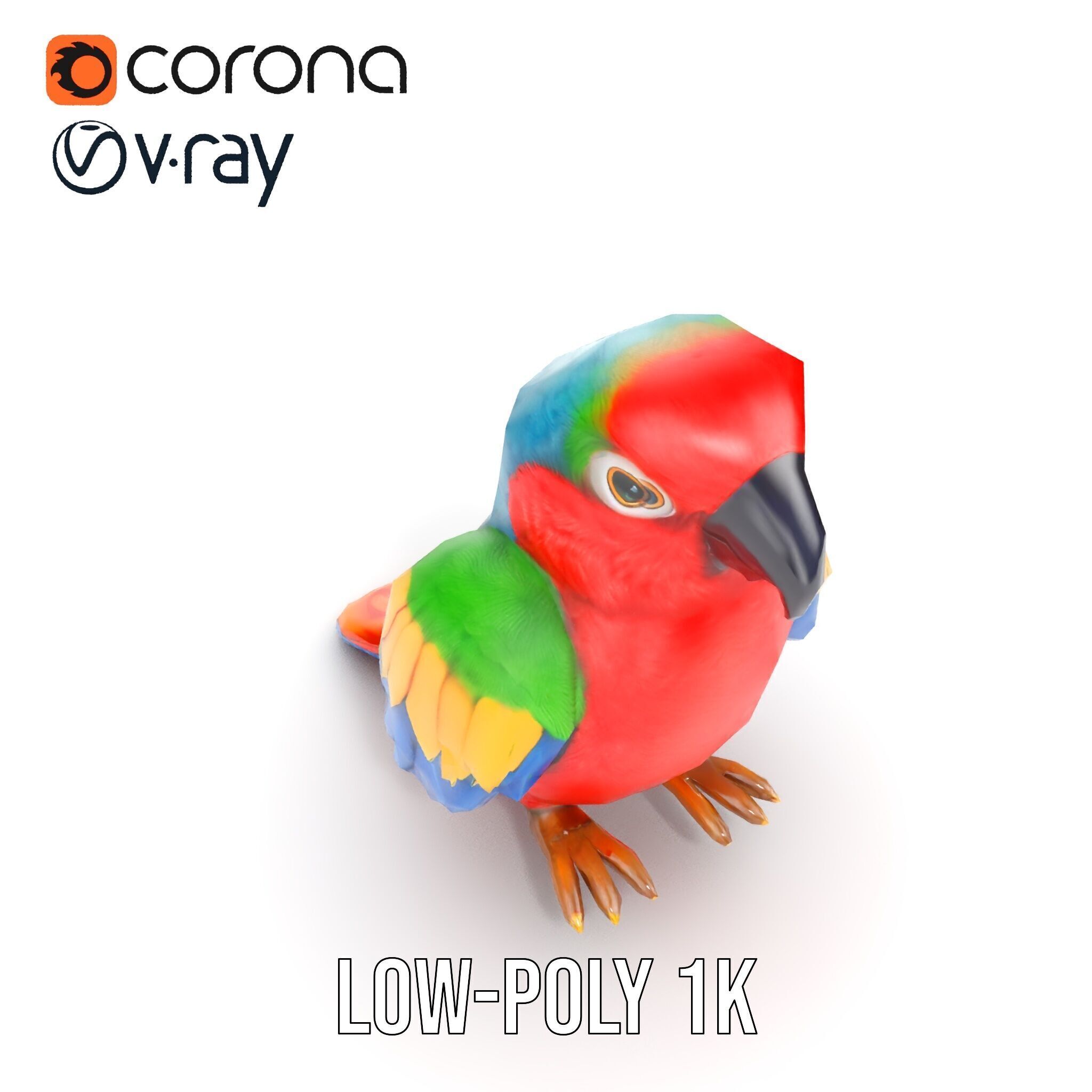 Colorful Parrot D Model Pack for Animation and Games Low-poly 3D model_32