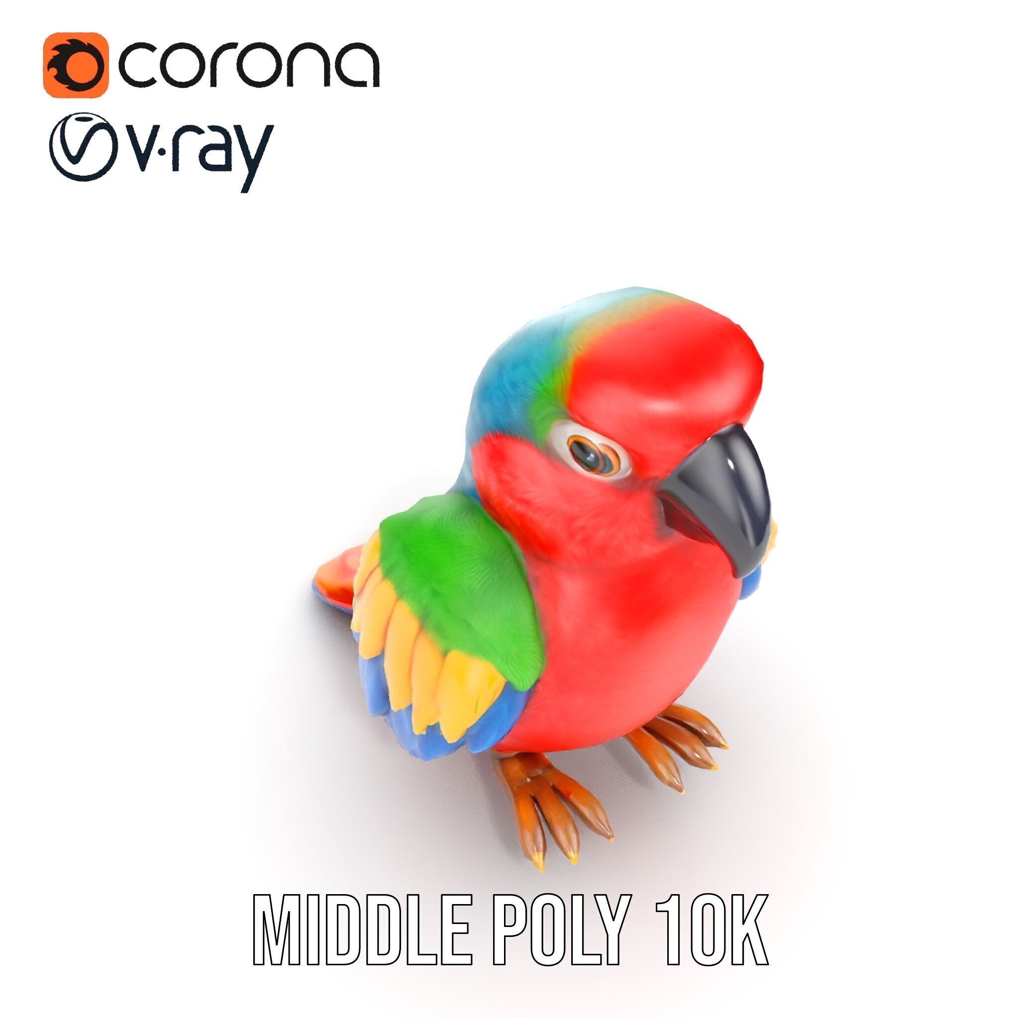 Colorful Parrot D Model Pack for Animation and Games Low-poly 3D model_26