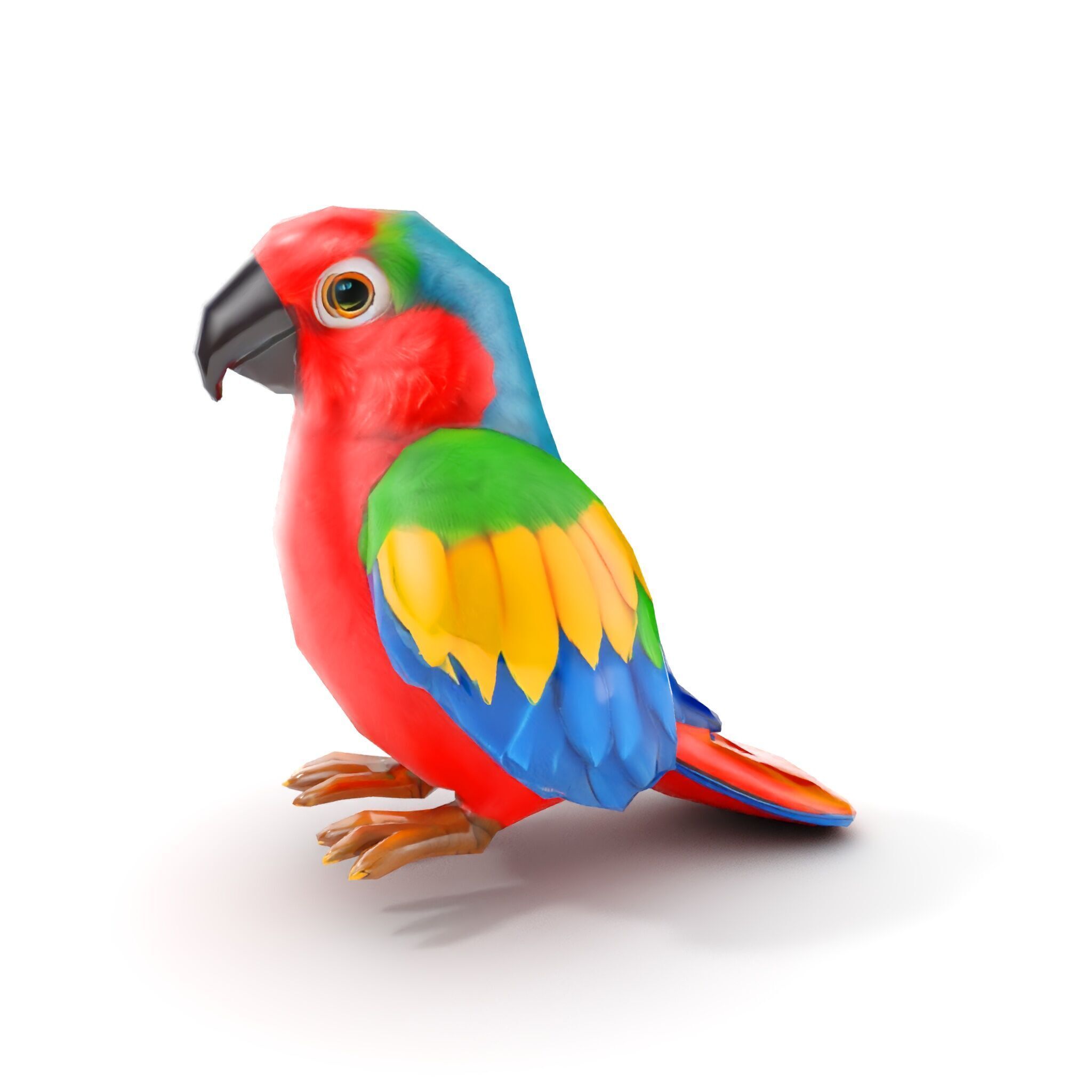 Colorful Parrot D Model Pack for Animation and Games Low-poly 3D model_7