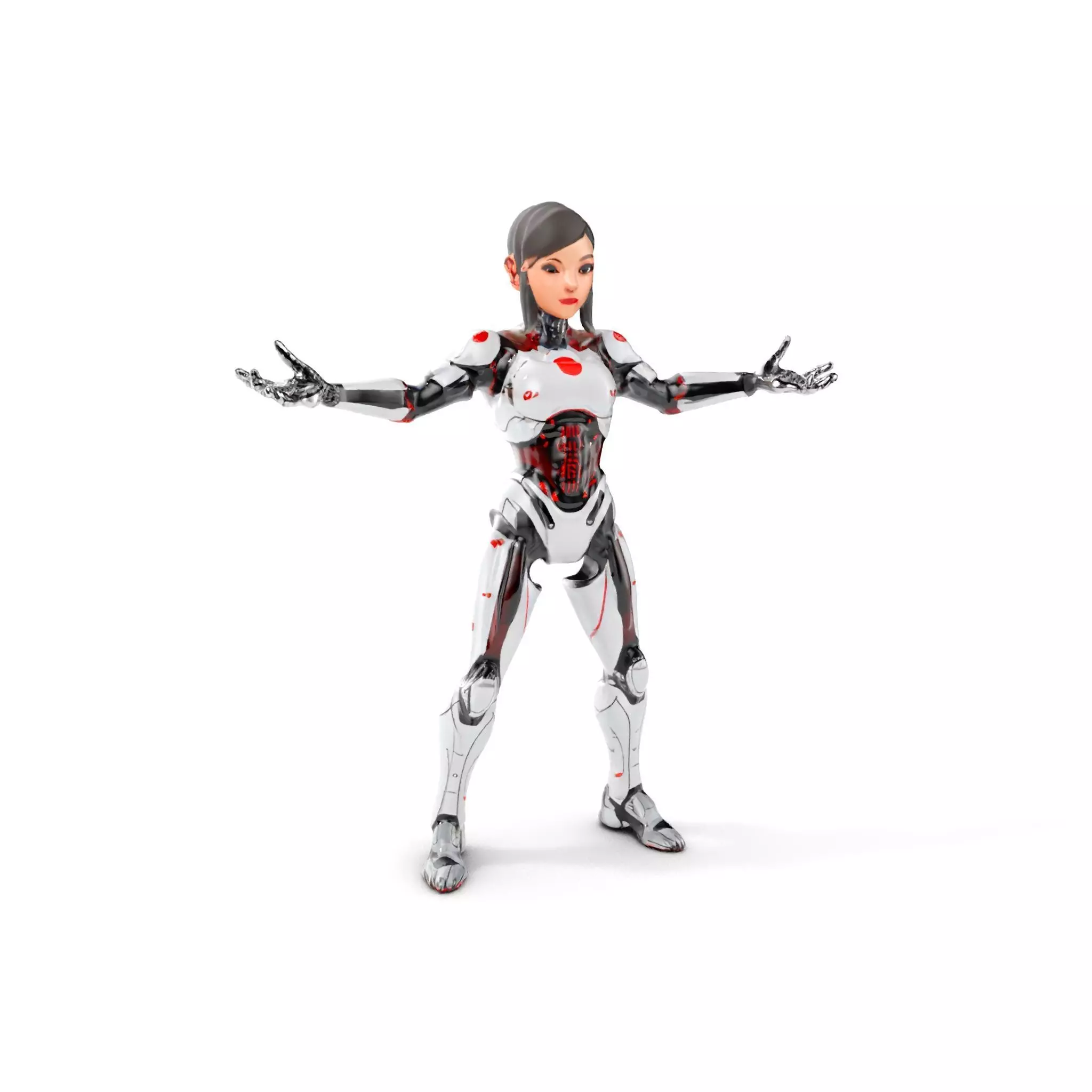 Futuristic Female Android Rigged and Animated Low-poly 3D model