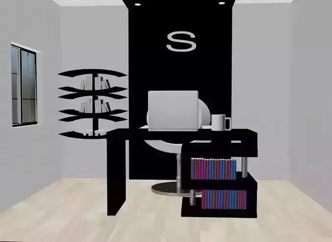 Trendy home office design 3D model