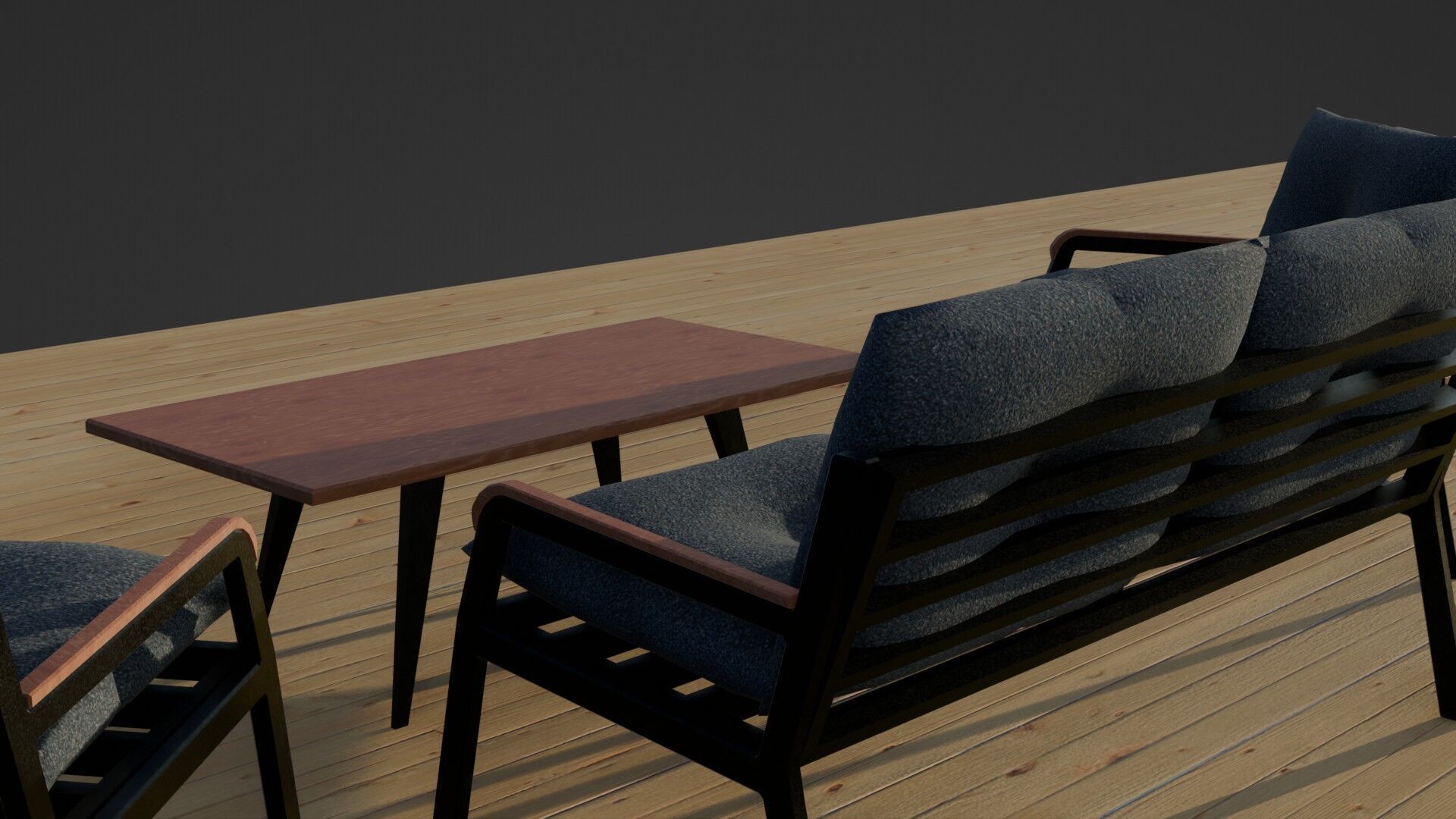 Garden Seating Set  Low-poly 3D model_20