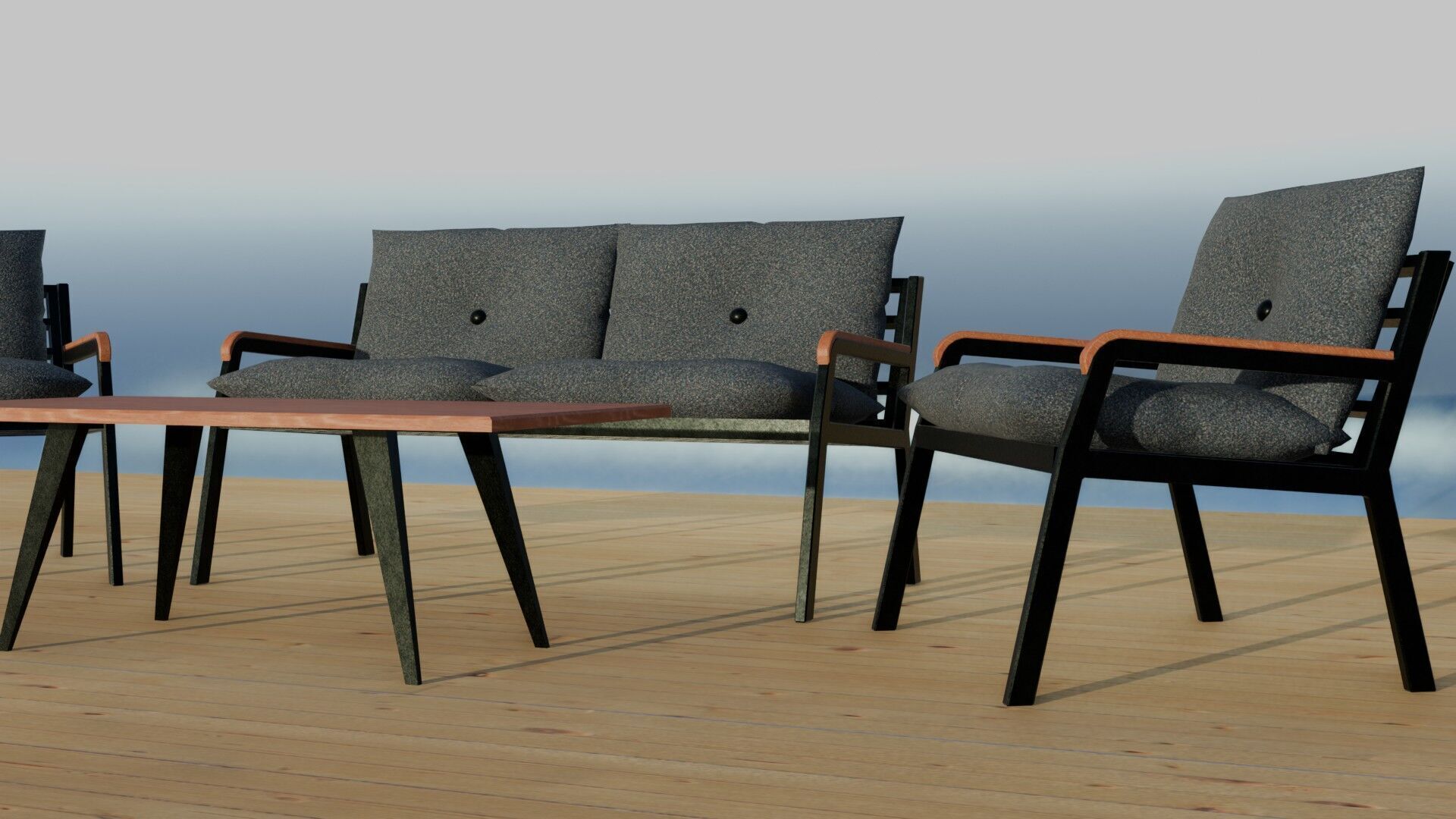 Garden Seating Set  Low-poly 3D model_17