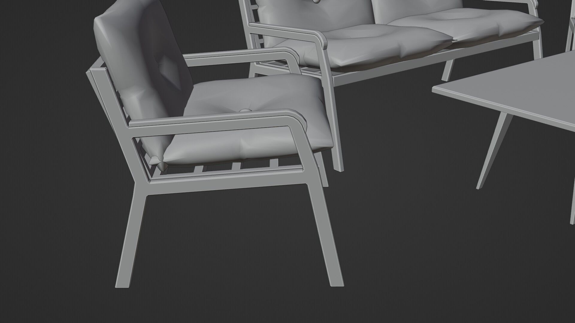 Garden Seating Set  Low-poly 3D model_9