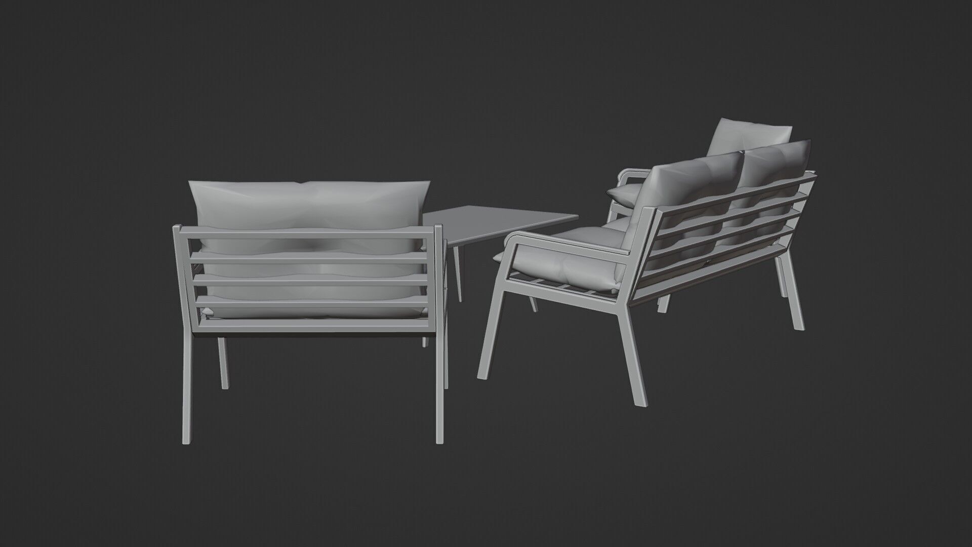 Garden Seating Set  Low-poly 3D model_6