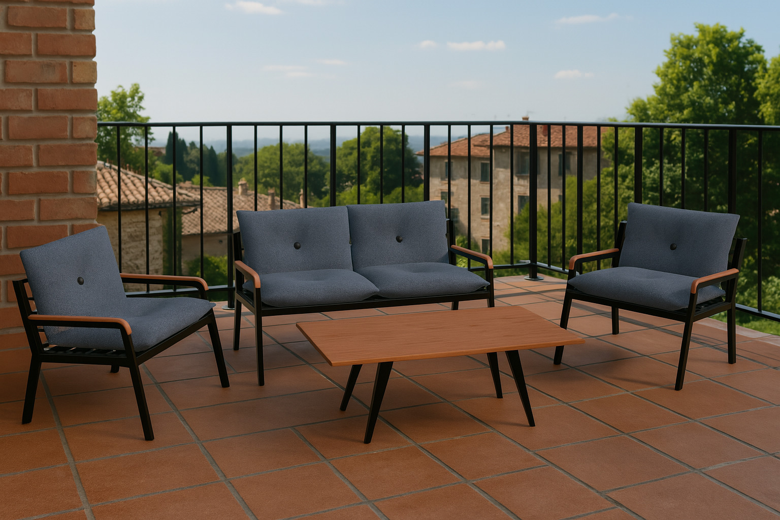 Garden Seating Set  Low-poly 3D model_0