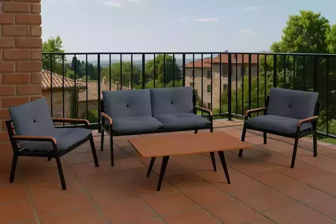 Garden Seating Set  Low-poly 3D model