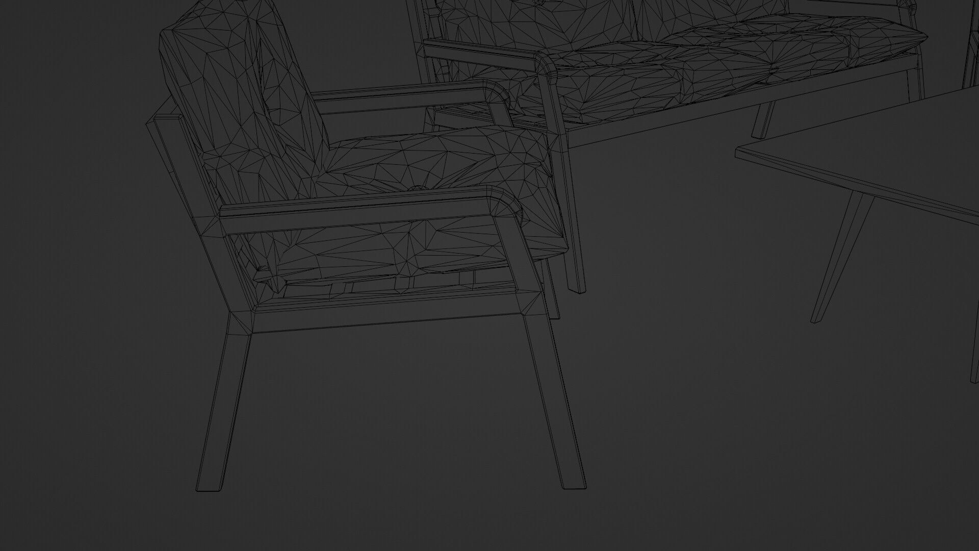 Garden Seating Set  Low-poly 3D model_10