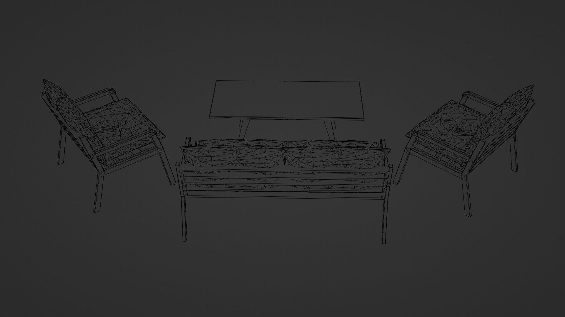 Garden Seating Set  Low-poly 3D model_14