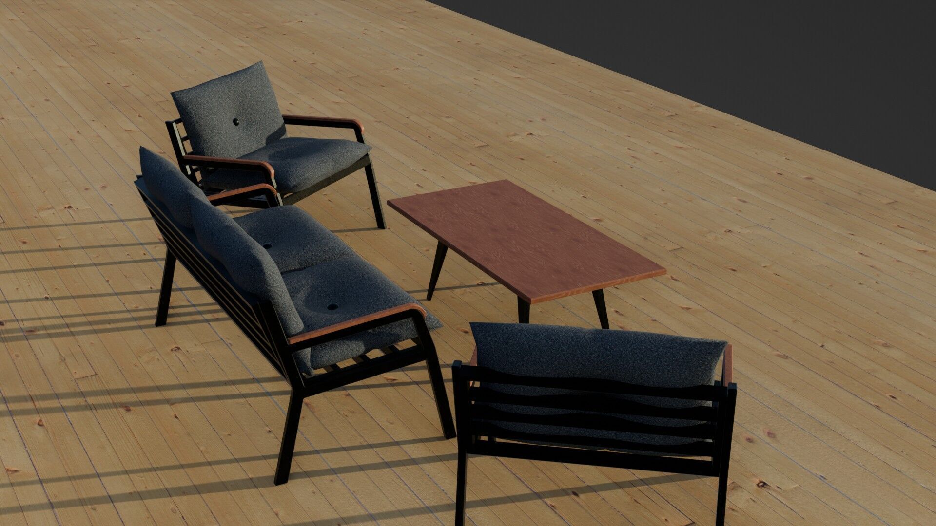 Garden Seating Set  Low-poly 3D model_18