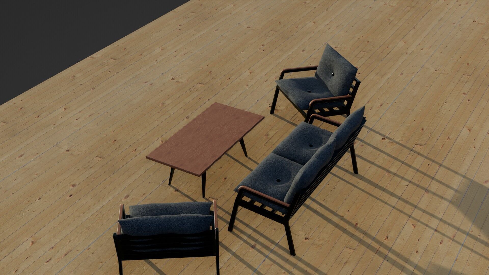 Garden Seating Set  Low-poly 3D model_19