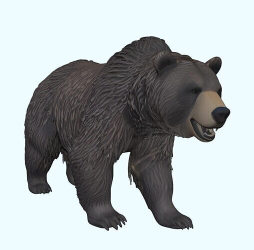 Realistic Grizzly Bear Figurine 3D print model