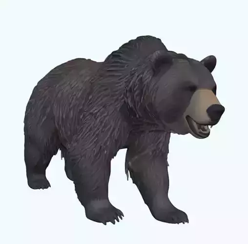 Realistic Grizzly Bear Figurine 3D print model