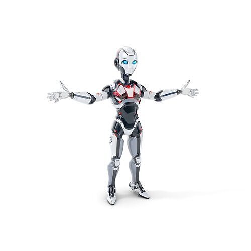 Futuristic Android Character Model Rigged and Animated Low-poly 3D model