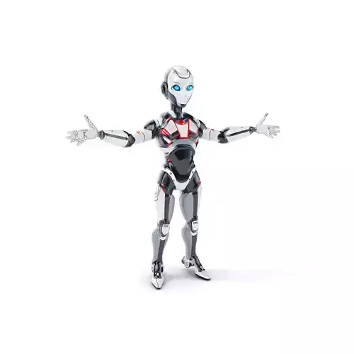 Futuristic Android Character Model Rigged and Animated Low-poly 3D model