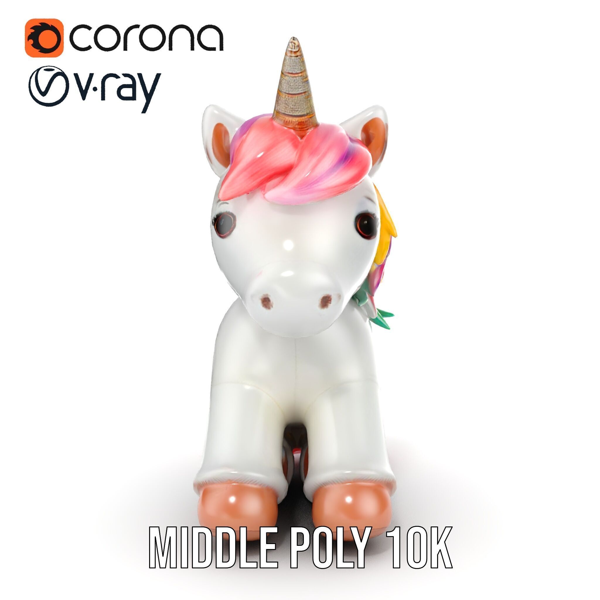 Unicorn Plush Toy Model Pack Low-poly 3D model_15