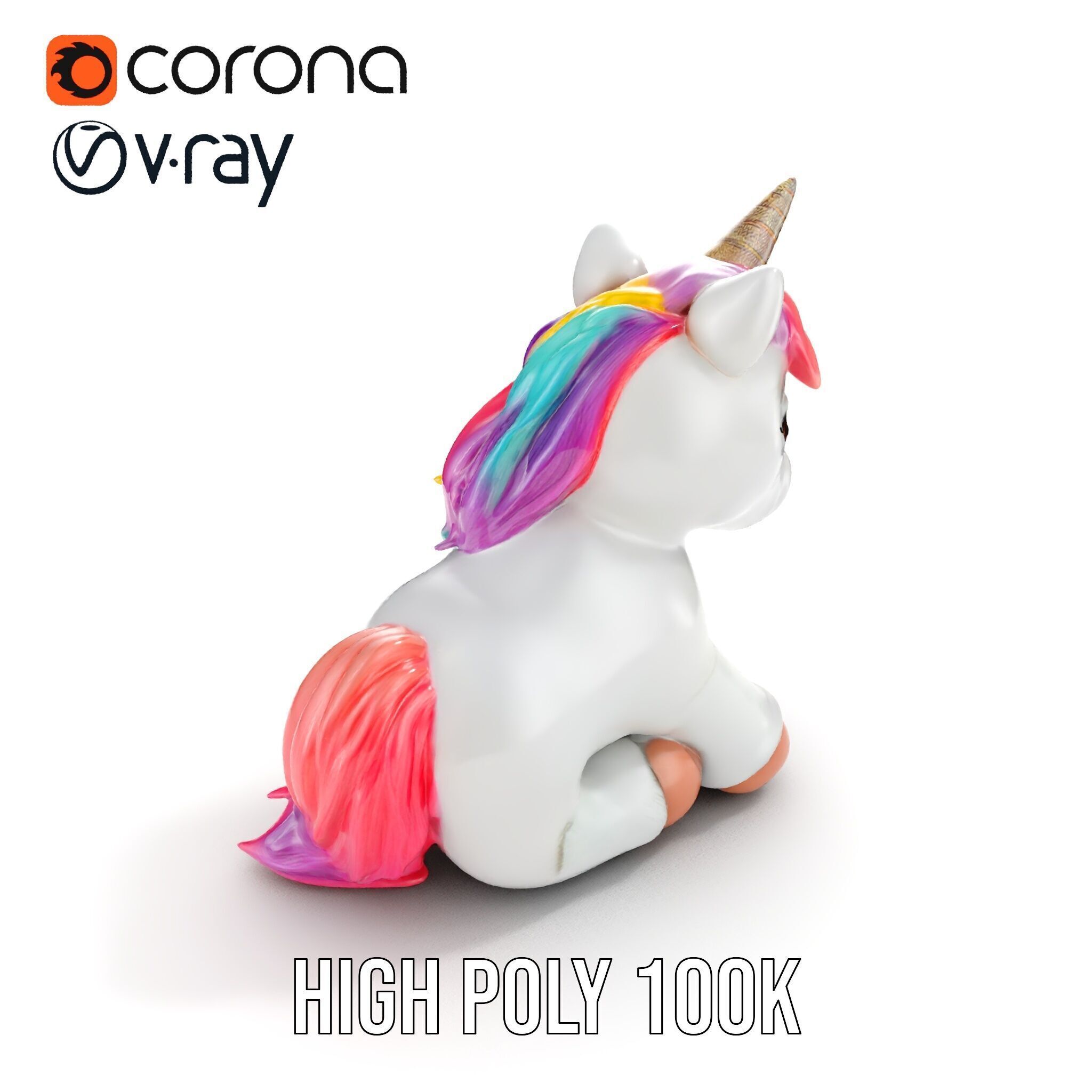 Unicorn Plush Toy Model Pack Low-poly 3D model_26