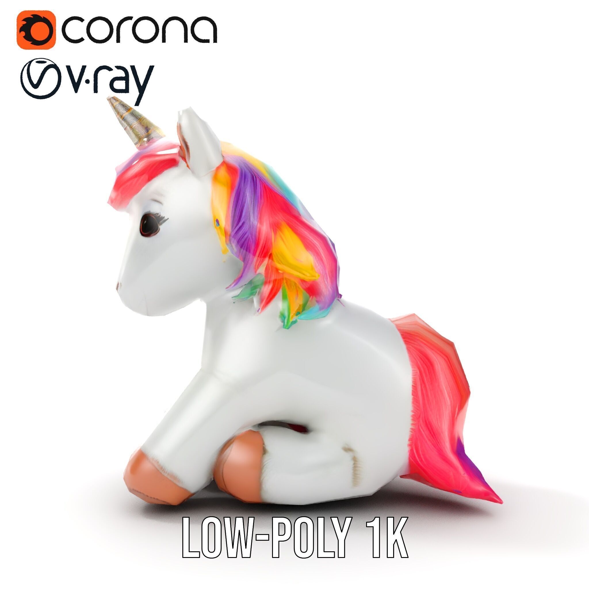 Unicorn Plush Toy Model Pack Low-poly 3D model_13